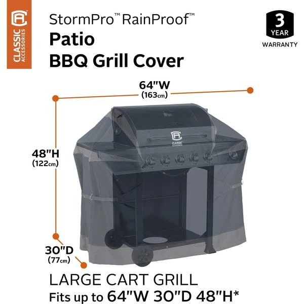 Classic Accessories Storm Pro 64 In. W 30 In. D 48 In. H BBQ Grill Cover Dark 1 Classic Accessories Storm Pro 64 In. W 30 In. D 48 In. H BBQ Grill Cover Dark