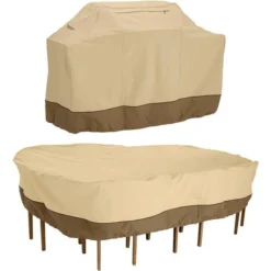Classic Accessories Veranda Water-Resistant 64 Inch BBQ Grill Cover And 108 Rectangular/Oval Patio & Set Cover