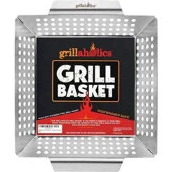Grillaholics Deluxe BBQ Grill Basket - Large Grilling Basket More Vegetables