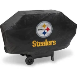 NFL Rico Industries Pittsburgh Steelers Black Deluxe Grill Cover Deluxe Vinyl Grill Cover 68"