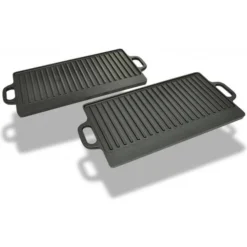 VidaXL Grill Plate Cast Iron Rever Set Of 2 50127